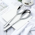 New Design Groove Handle Stainless Steel Spork Set Mirror Polish Salad Dessert Serving Spoon and Fork for Camping
