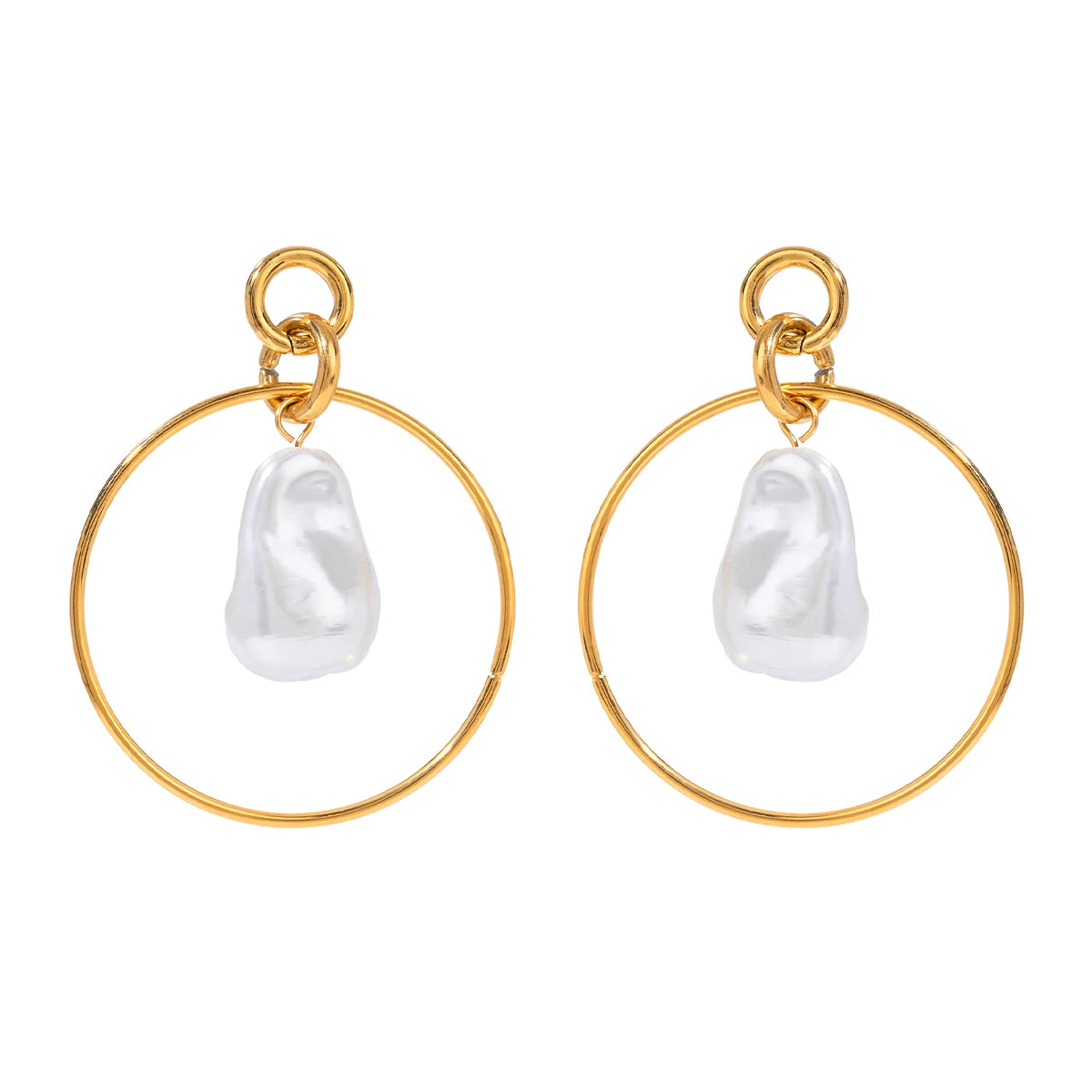 Rectangle Wave Texture Drop Earring 18K PVD Gold Plated Stainless Steel Chunky Earrings for Woman and Gift