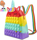Rainbow Rabbit Unicorn School Backpack for Girls Fashionable Cartoon-Style Push Bubble Comfortable Shoulder Strap Schoolbook Bag
