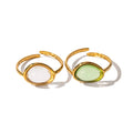 New Trendy 18K Gold Plated Stainless Steel Jewelry Summer Beach Resin Opening Rings for Women
