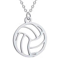 Fashionable Silver 18 Gold Plated Stainless Steel Charm Volleyball Pendant Necklace Earrings Set for Women