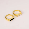 Wholesale 18K Gold Filled White Black Shell Signet Stacking Ring for Women