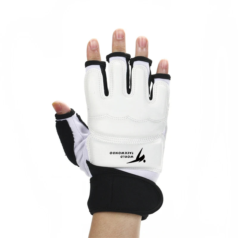 Custom logo White Thai Training Hand Guard Gym Half Mitts Sparring Taekwondo Gloves