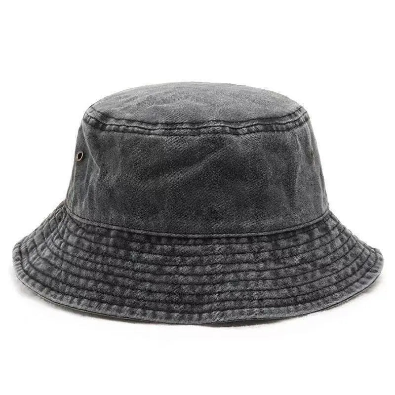 Wholesale Custom Logo Summer Outdoor Washed Distressed Vintage Cotton Denim Plain Bucket Hats Sun Caps