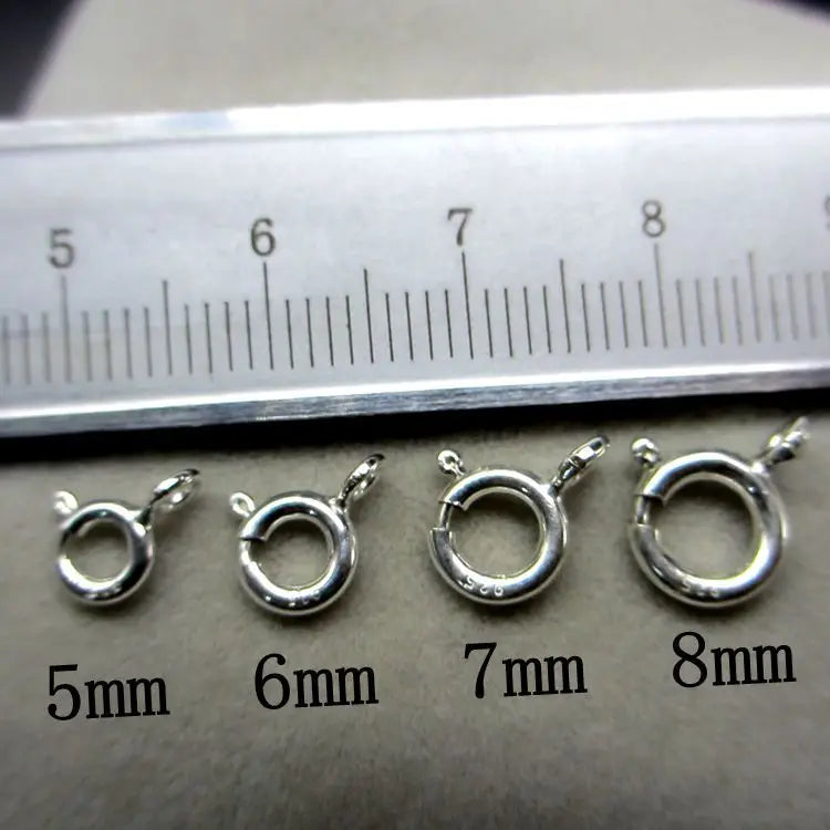 Pure S925 Sterling Silver Jewelry Findings Sterling Silver Spring Ring Clasps