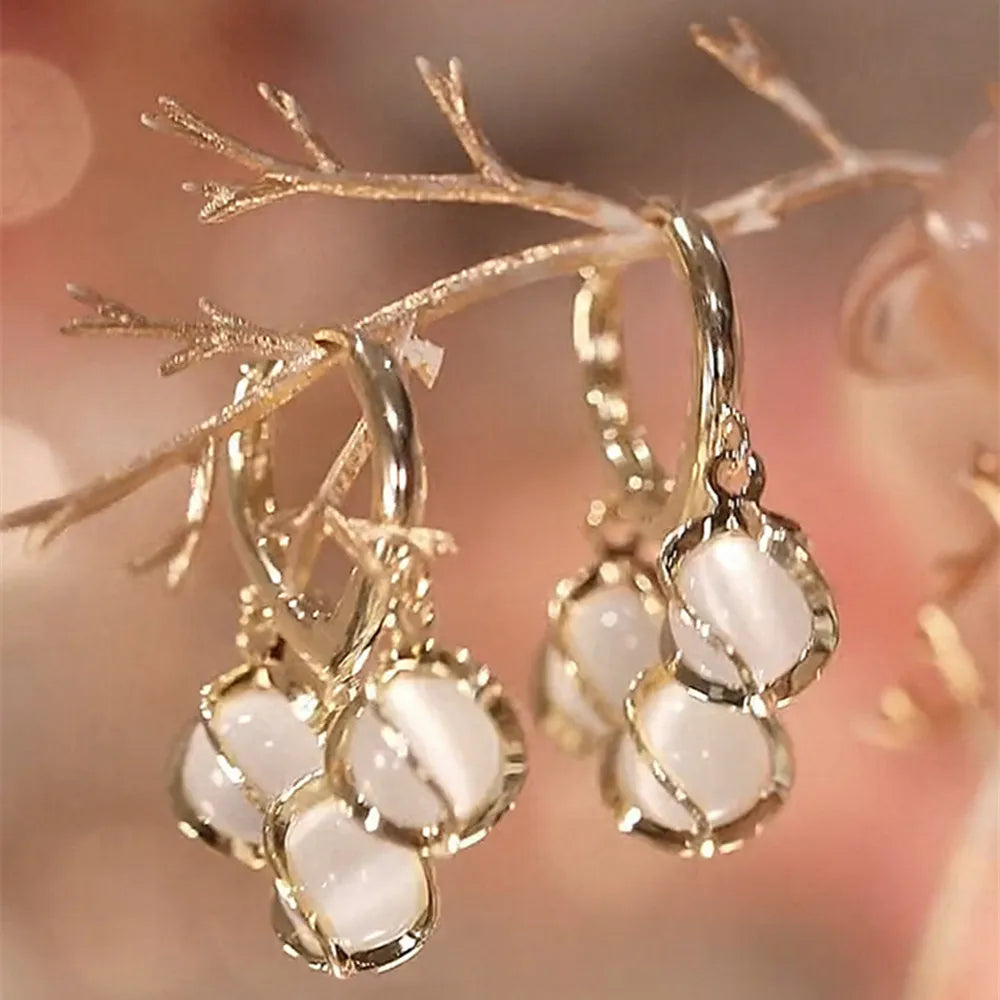 2025 New Design Sense Fashion Personality Opal Earrings Women's Trendy Temperament Earrings Wedding Jewelry Birthday Gifts