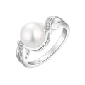 Factory Wholesale Women Pearl Ring 925 Sterling Silver Cubic Zirconia Infinity Pearl Ring With 9Mm Round White Pearl Ring