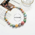 Manual Candy Color Natural Stone Additive Color Corner Cut Round Beads Necklace High Jewelry Women Gift