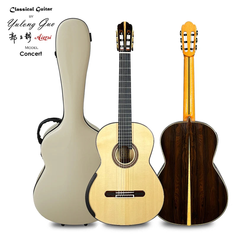 Aiersi Yulong Guo Handmade Double Top Classical Guitar   Concert Model