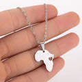 Fashion Non Tarnish 18K Gold Silver Plated 316L Stainless Steel Men Heart Africa Map Pendant Necklace Jewelry for Women