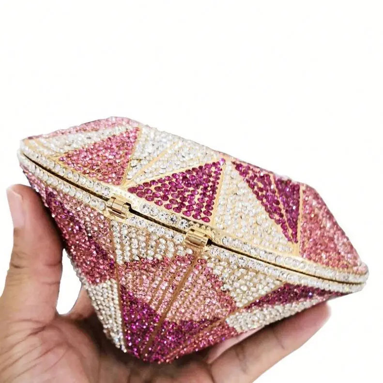 LEB1124 Luxury Evening Handmade Bling Red Rose Cupcake Snail Rhinestone Clutch Bags Diamond Shape Women Handbags Crystal Sparkle