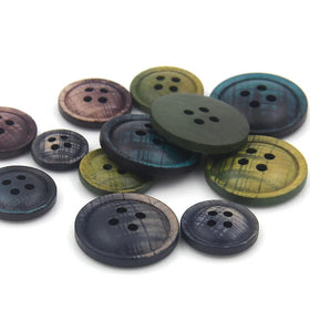 18L 24L 32L Color Wood Suit Button Shirt Wooden Buttons 4-Holes Drop Glue Painted Color Print Button Drop