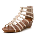 Summer Women Vintage Openwork Roman Ladies Sandals Wedge Heel Round Toe Open Toe Comfortable Fashion Fashion Womens Sandals