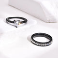 Stainless Steel Black Women Rings Set Stackable Single Row Zircon Heart Ring for Women Wedding Engagement Jewelry Gift