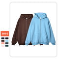 Wholesale Men's 400gsm Fleece Full Zip Hoodie Winter Polyester/Cotton No Drawstring Zipper Hoodie