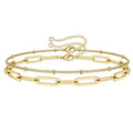 SC Dainty 14K Gold Bracelet Jewelry Personalized Layered Paperclip Chain Stainless Steel Bracelet Crystal Charm Bracelets Women
