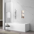 34"*58" Folding Bathtub Shower Door With Tempered Glass Frameless Towel Bar