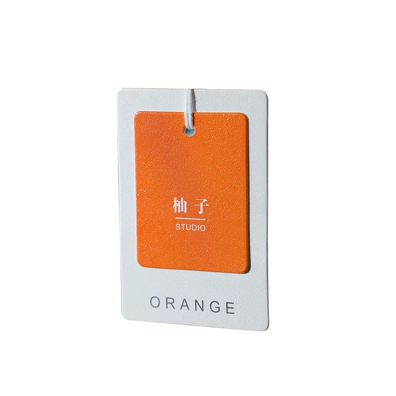 Free Sample Special Texture Paper Swing Tags for Clothing With Own logo Name Band Print hang Tag