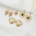 Wholesale 14K Gold Plated Brass Zircon Charm Heart Shaped Sunflower Skull Pendant for DIY Necklace Jewelry Making Accessories