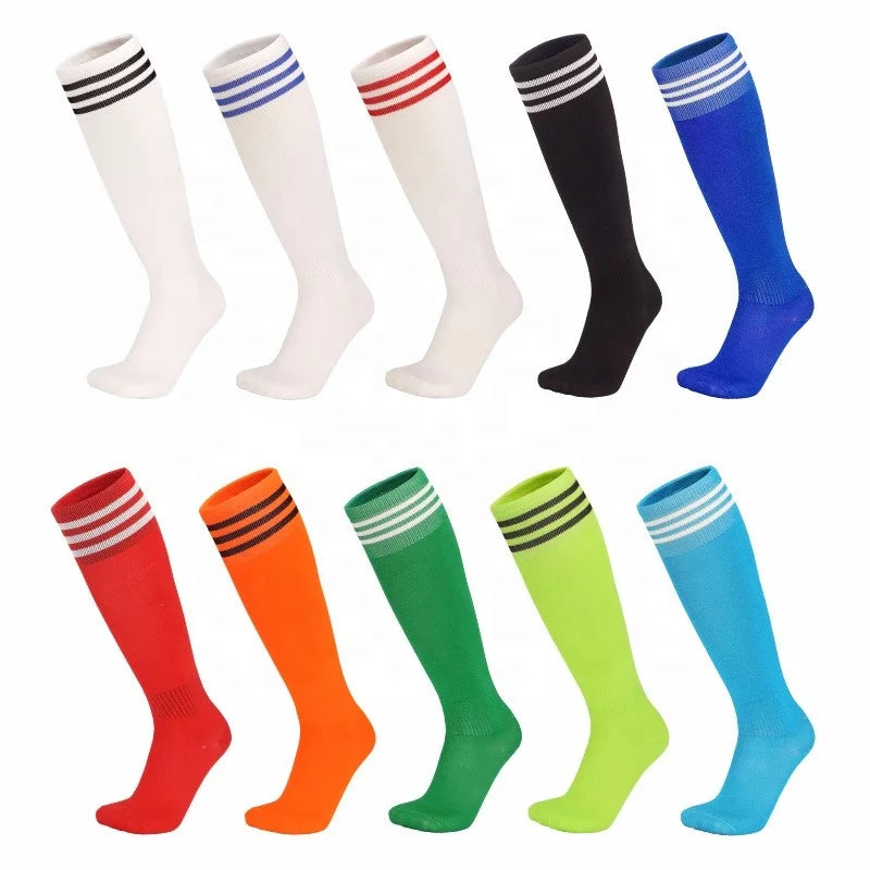 Wholesale Knee High Football Socks Long Three-Striped Socks Long Tubes Striped Knee High Football Meias Thin Tube Soccer Socks