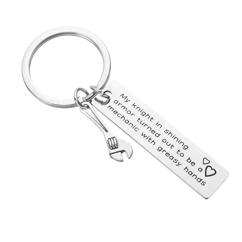 Men Key Chain Machinist Gift Keychain Love My Mechanic Keyring Turned Out to Be a Mechanic with Greasy Hands Mechanical Keychain