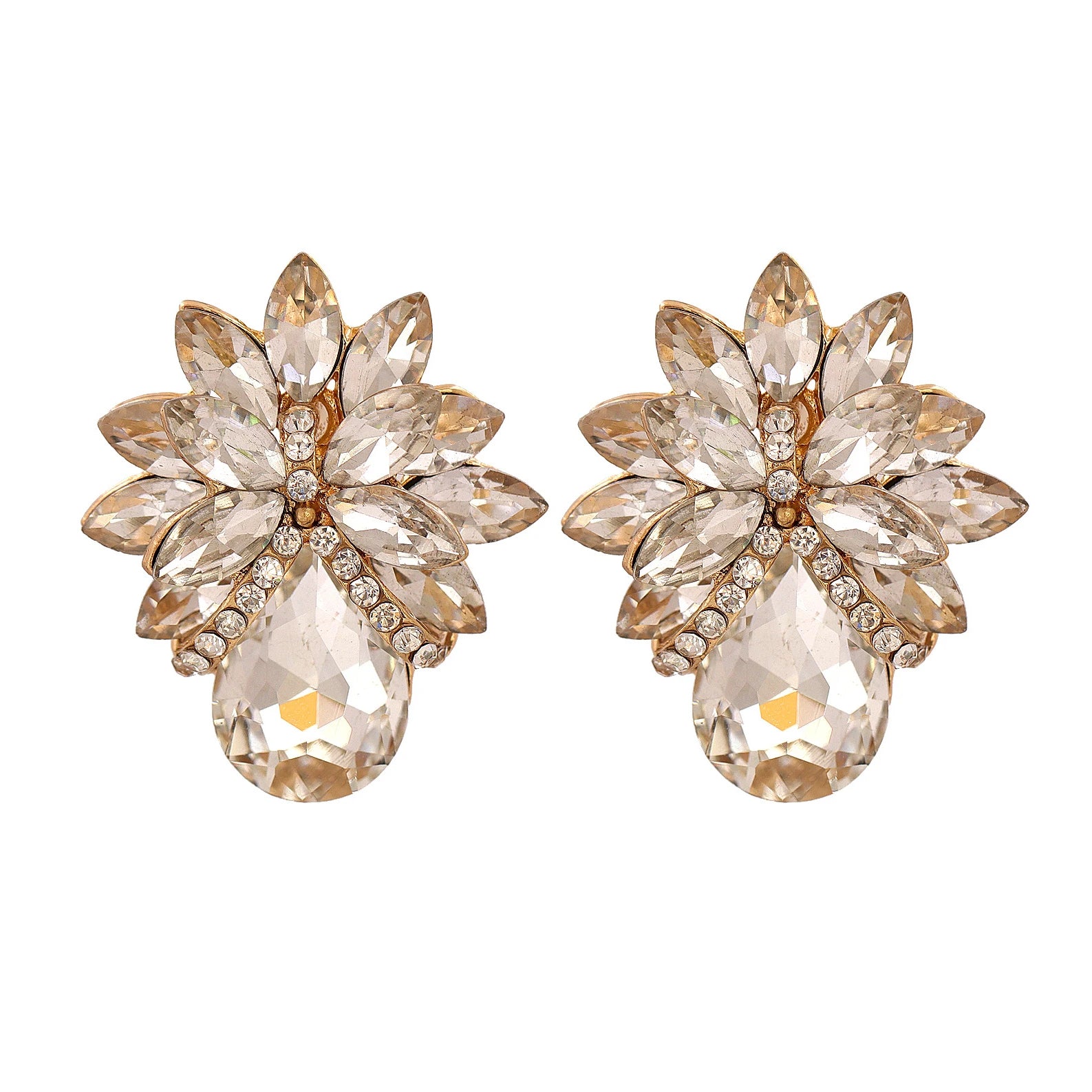 New Fashion Lady Accessories Earring Flower Set Diamond Rhinestone Earrings Wedding Jewelry Earring Wholesale