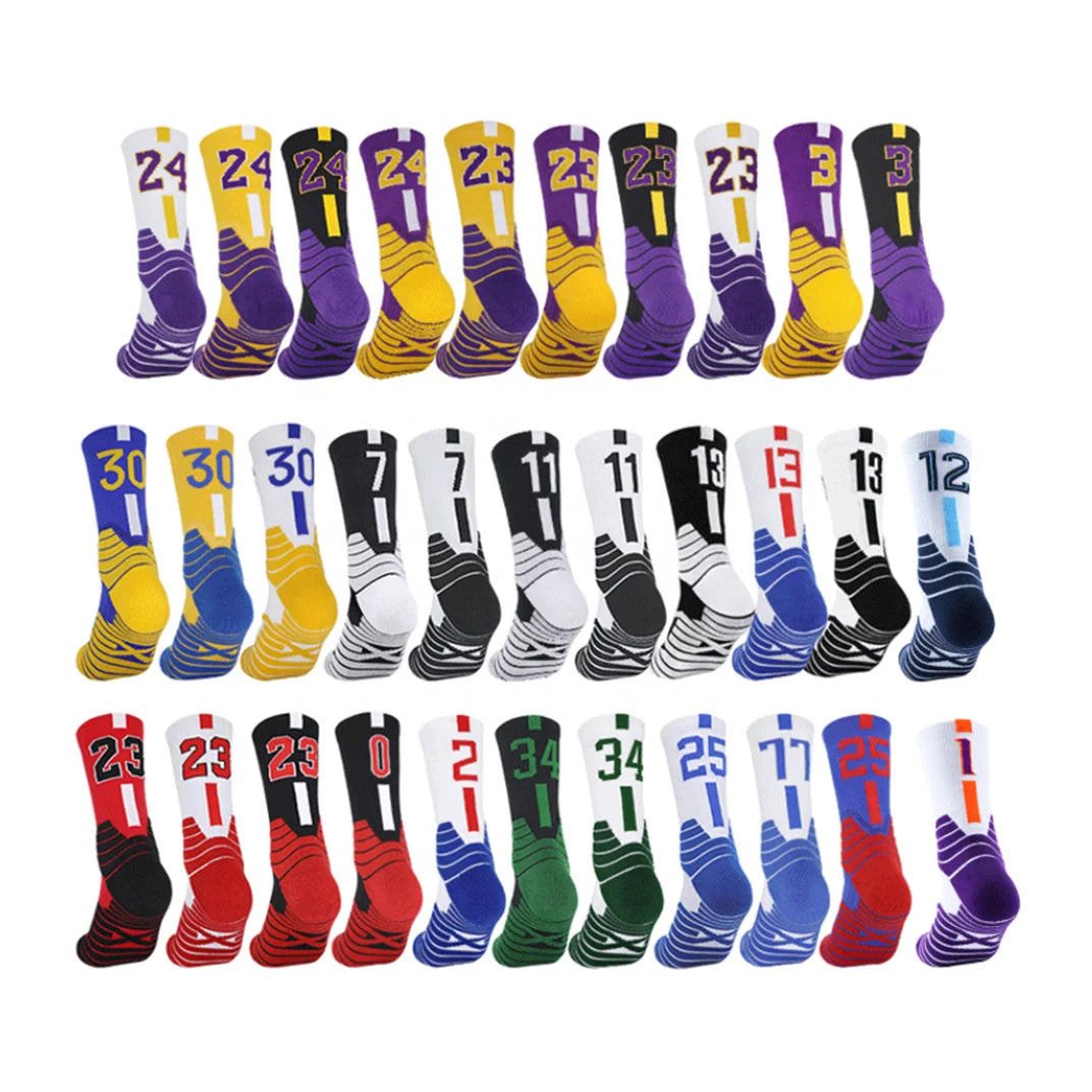 Wholesale Professional Training Crew Sports Socks for Children Basketball Elite Ball Socks with Number Spring