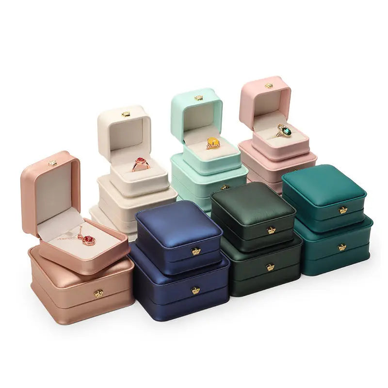 New Style Fashion Design Square Shape Leather Zipper Closure Jewelry Storage Boxes for Gift Women Girls