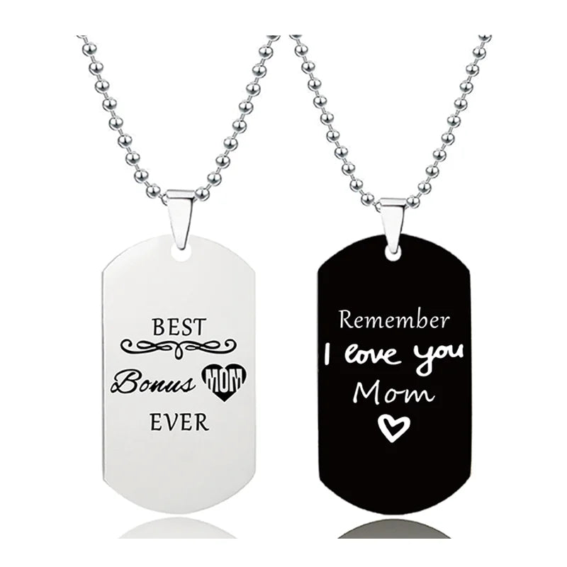 Ywganggu Commemorative Custom Pendant for Mother`s Dya Engraved Stainless Steel 5 Colors Necklace Wholesale Jewelry