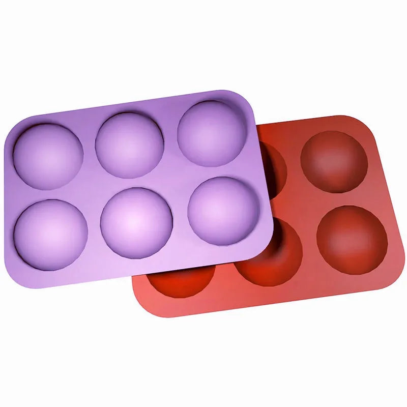 6 Holes Sphere Silicone Bomb Half Circle Baking Mold for Chocolate Cake Jelly Pudding Handmade Soap Round Shape Silicone Mold