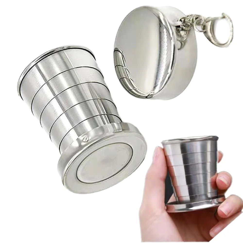 75/150/250ML Stainless Steel Folding Cups Retractable Cookware and Tableware for Camping Teacups & Utensils Folded Teaware