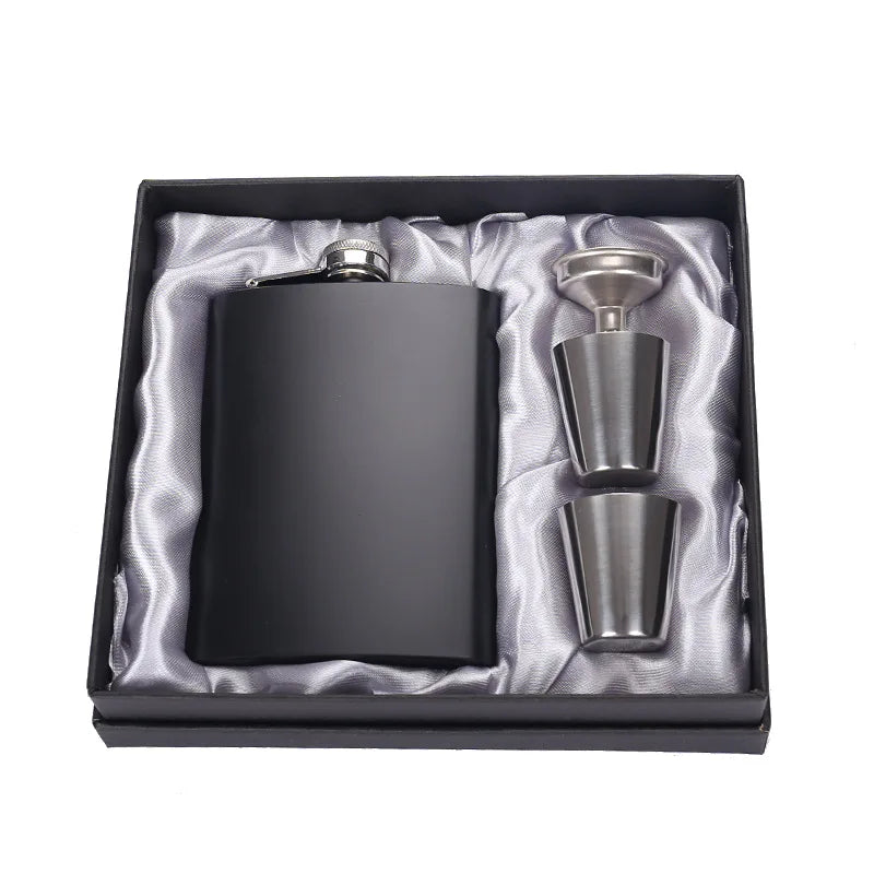 Customized Gift Packing Portable 6oz Metal Stainless Steel Liquor Hip Flask Matte Black Mini Whiskey Hip Flasks