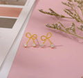 Dainty Trendy Christmas Gifts 925 Sterling Silver Jewelry Cubic Zirconia Statement Bow Earrings for Women