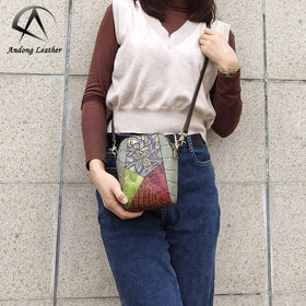 Andong Leather Shoulder Bag for Women New 2020 Sling Bags Phone Bag Small Vintage Purse Girls Retro