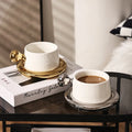 Solhui Creative Afternoon Tea Tray Set with Ball Handle Special Ceramic Mug and Saucer