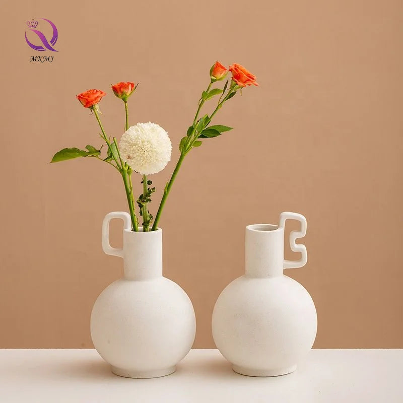 Wholesale Desktop Decoration Nordic Round Ceramic Flower Vase Pot Home Unique Gift Modern Ceramic Vases for Home Decor