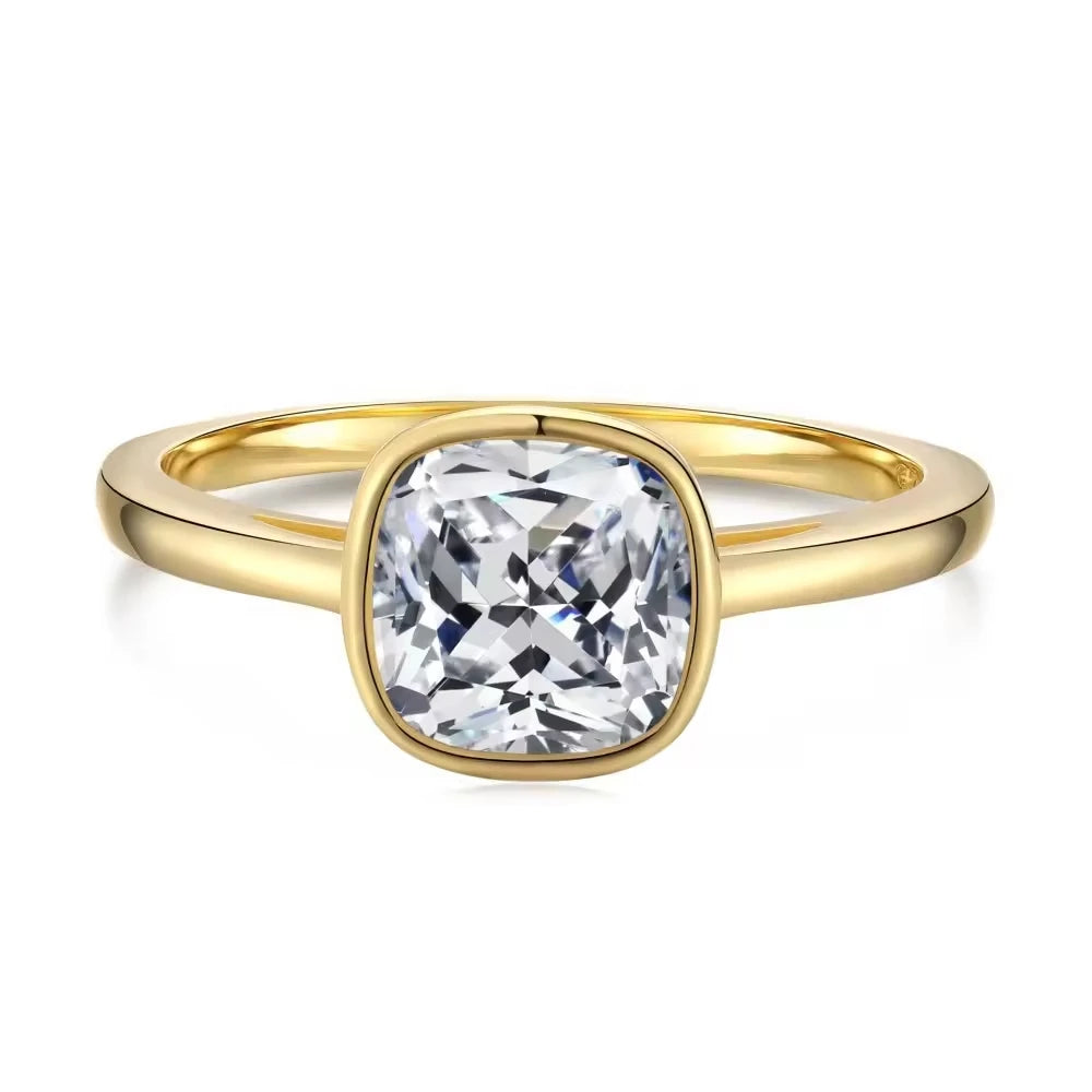S925 Sterling Silver Ring Female Luxury High Sense Square Zircon Diamond Ring Inlaid Wedding Series Fashion Jewelry