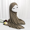 Turkish Women Casual Formal Instant Beading Stoles Amira Solid Color Crinkle Pince Hijab Jersey Muslim Undercap Brooch Scarf