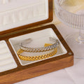 18K Gold Plated Tarnish-Free Stainless Steel Watch Strap Bracelet Chunky Cuff Bangles for Women Fashion Jewelry Watchband Chain