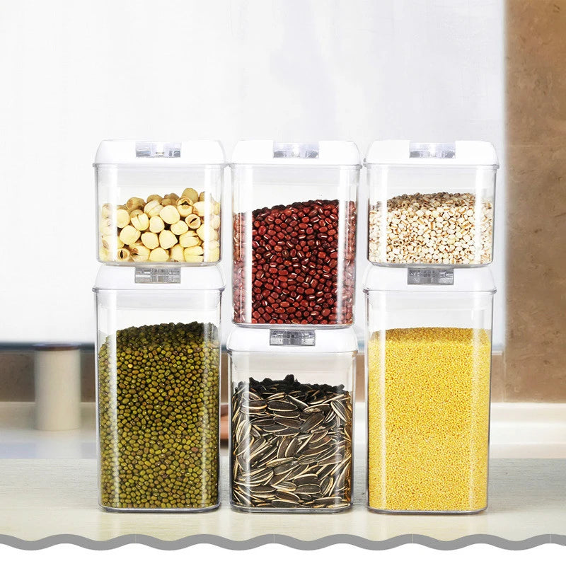 Transparent Reusable Bulk Grain Big Airtight Seal Injection Molded Eco-Friendly BPA Free Food Storage Container Set White Lid MegaBDM