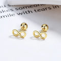 Simple Symbol 8 Infinity 925 Sterling Silver Screw Stud Earrings