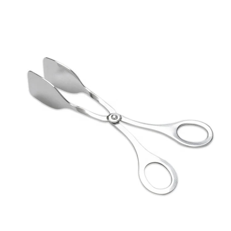Stainless Steel Salad Tongs Double Hole Handle Salad Tongs Metal Food Tongs Clips for Fruits Buffet Desserts Cake Bread