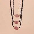 Small Natural Stone Black Spinel Strawberry Quartz Beaded Choker Necklace Yoga Minimalist Short Necklace Jewelry Dropshipping