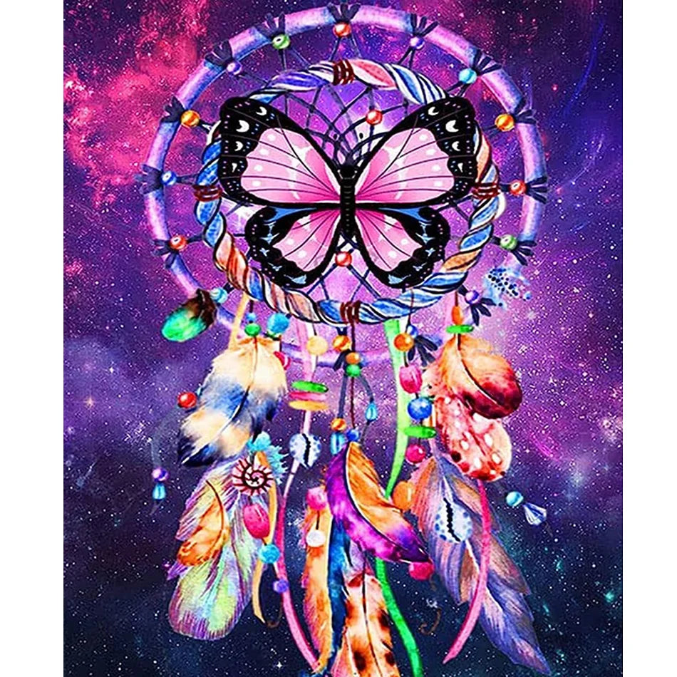 Handmade Butterfly Animals Landscape Painting by Numbers Kit for Adults 40x50cm/16x20inch DIY Wall Art Decors Great Gift Idea