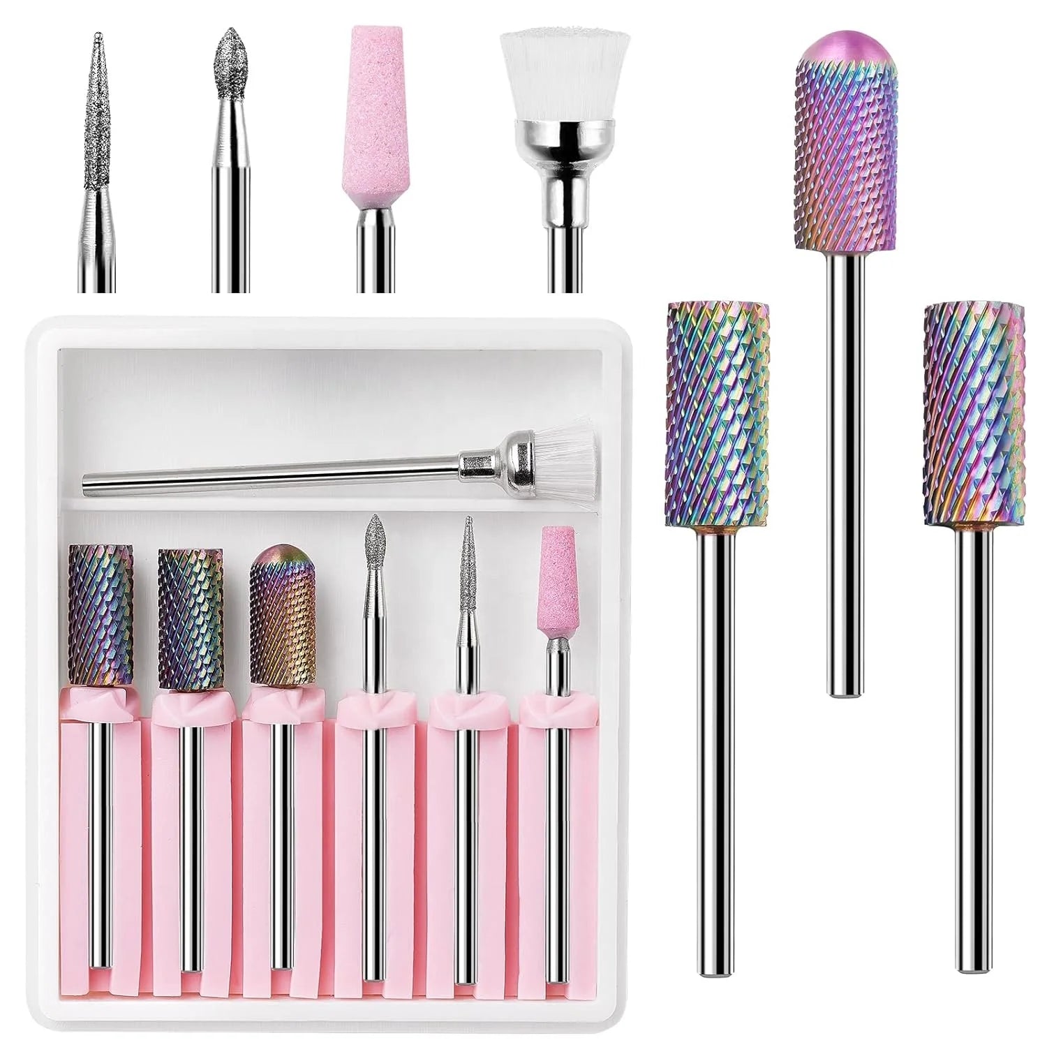 Nail Drill Bits 7Pcs Tungsten Carbide Diamond Ceramic Nail Drill Bit Set
