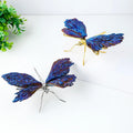 Wholesale Aura Crystal Stone Electroplating Black Tourmaline Blue Feather Dragonfly Healing Presents