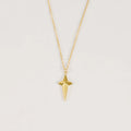 Simple Fashion Stainless Steel Cross Pendant Necklace with Gold Plating Link Chain & Zircon Main Stone Mixed Personality