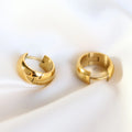 MICCI Wholesale Custom PVD 18K Gold Plated Stainless Steel Jewelry Round Thick Huggie Hoop Earrings