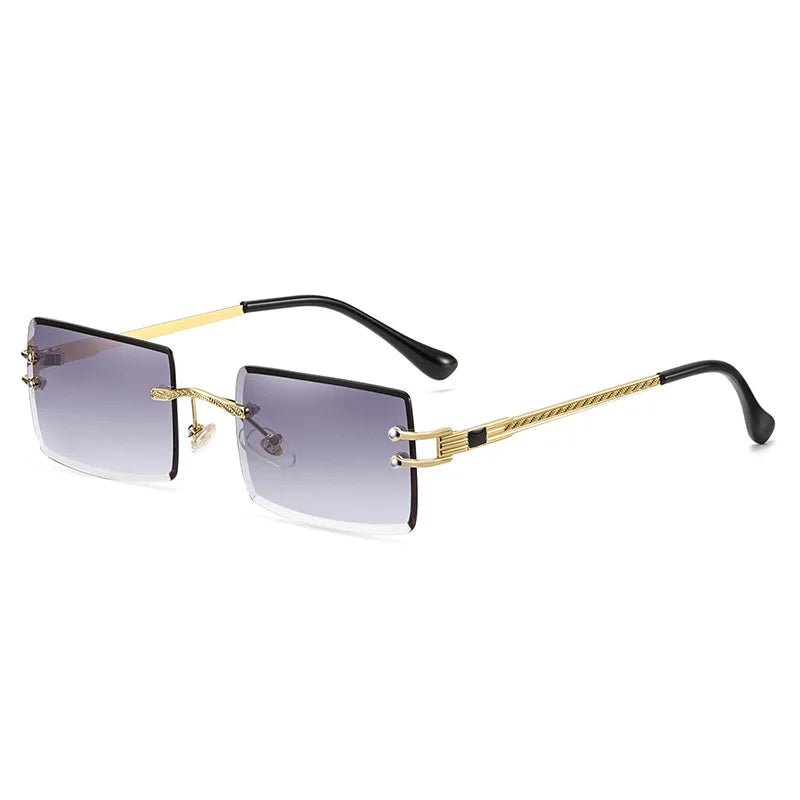 Small Square Rimless Sunglasses Women Retro Polygon Gradient Sun Glasses Vintage Lady Female Eyewear