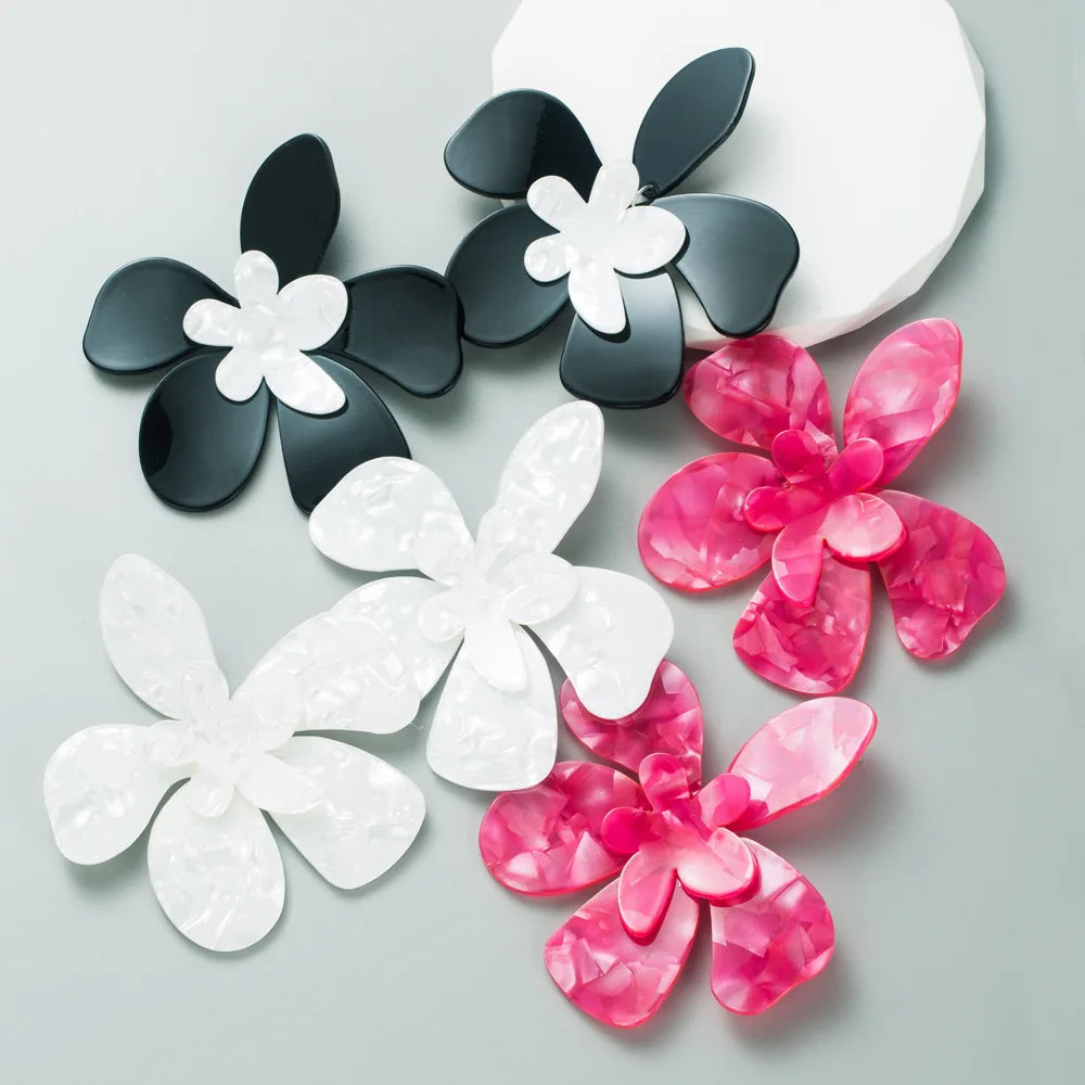 Aretes De Mujer Fashion Jewelry Earrings  Orecchini Acrylic Big Flower Earring for Women